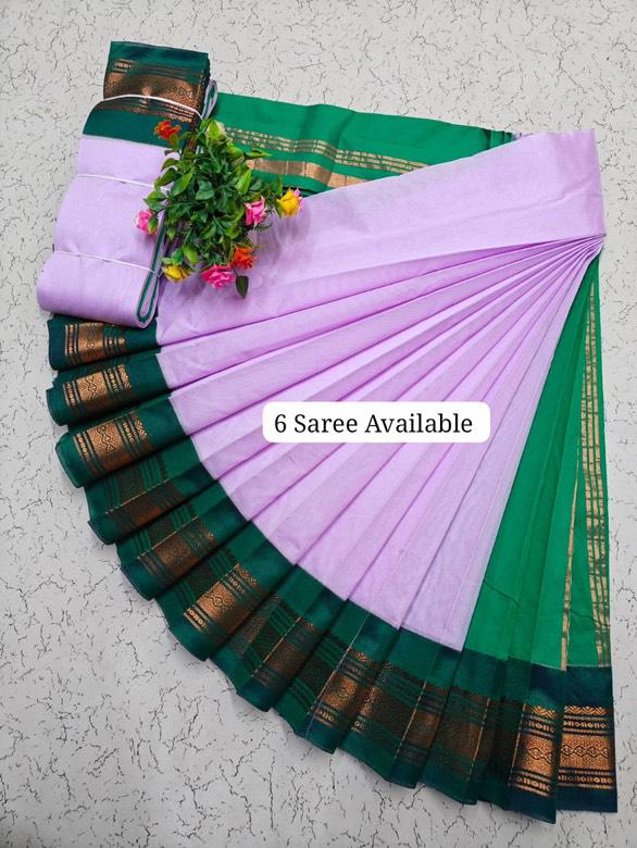 Traditional Linen Festival Saree - Front View
