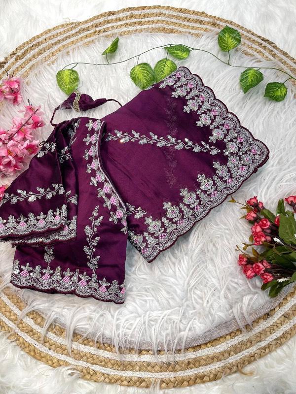 Traditional Linen Festival Saree - Front View