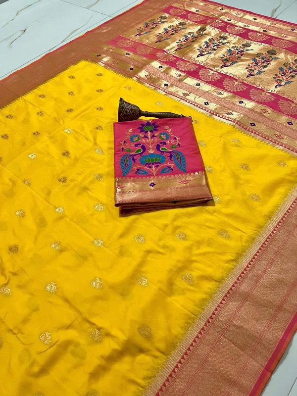 Traditional Linen Festival Saree - Front View