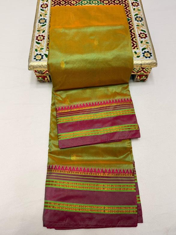 Traditional Linen Festival Saree - Front View