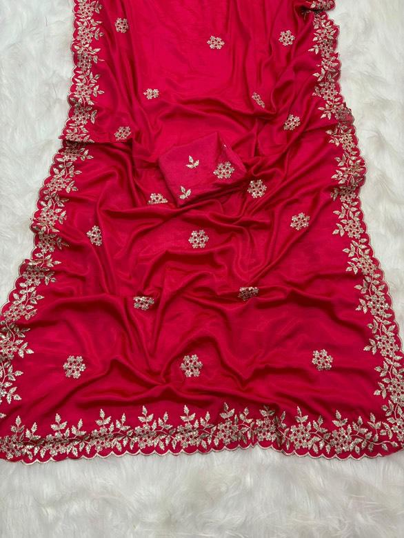 Traditional Linen Festival Saree - Front View