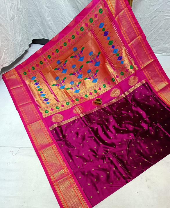 Traditional Linen Festival Saree - Front View