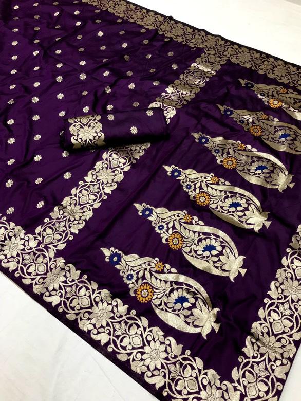 Traditional Linen Festival Saree - Front View