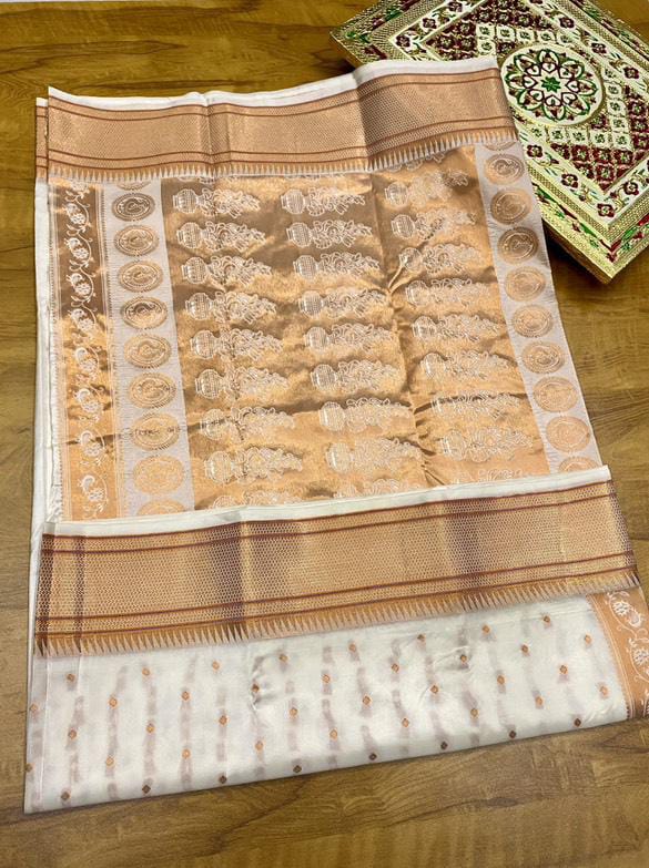 Traditional Linen Festival Saree - Front View
