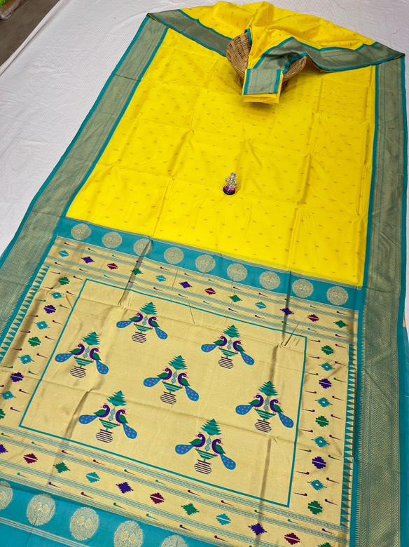 Traditional Linen Festival Saree - Front View