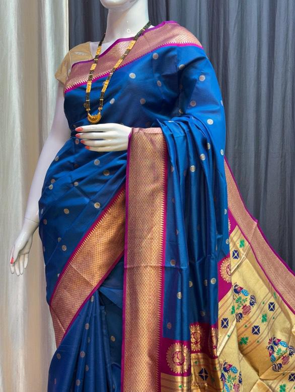 Traditional Linen Festival Saree - Front View