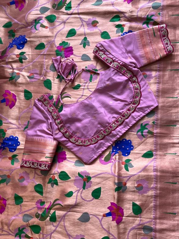 Traditional Linen Festival Saree - Front View